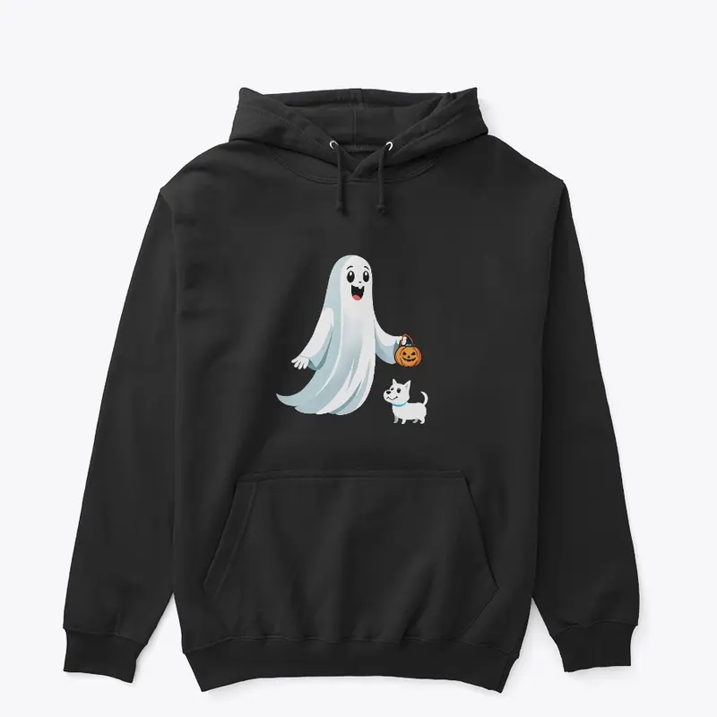 Trick or treating Ghost and dog