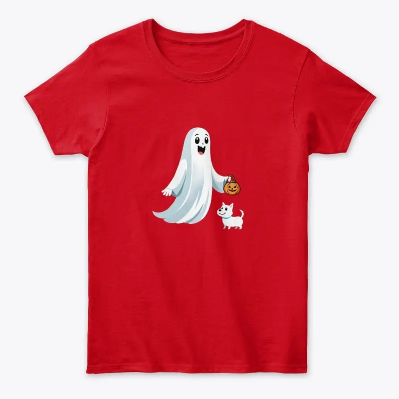 Trick or treating Ghost and dog